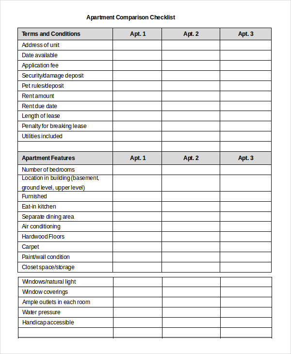 Apartment Comparison Checklist not my dream home, but for while Apartment Comparison Checklist not my dream home, but for while