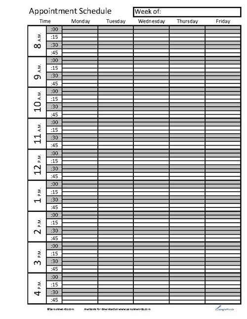 Appointment Book Template Appointment Book Template