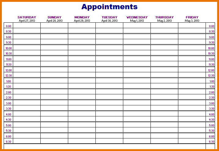 weekly appointment book template April.onthemarch.co weekly appointment book template April.onthemarch.co