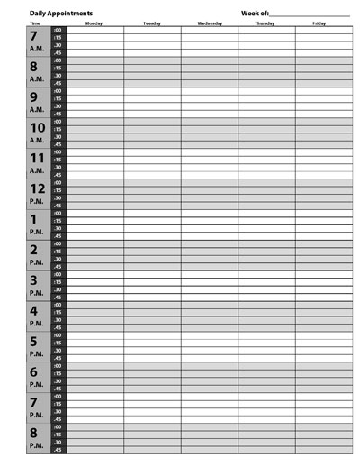 Printable Appointment Book Template Printable Appointment Book Template