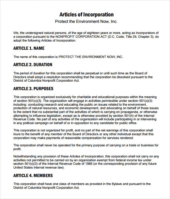 Articles of Incorporation Worksheet Articles of Incorporation Articles of Incorporation Worksheet Articles of Incorporation