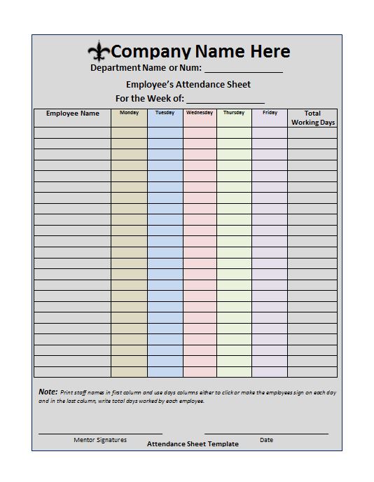 Attendance Record Template Attendance Record Template