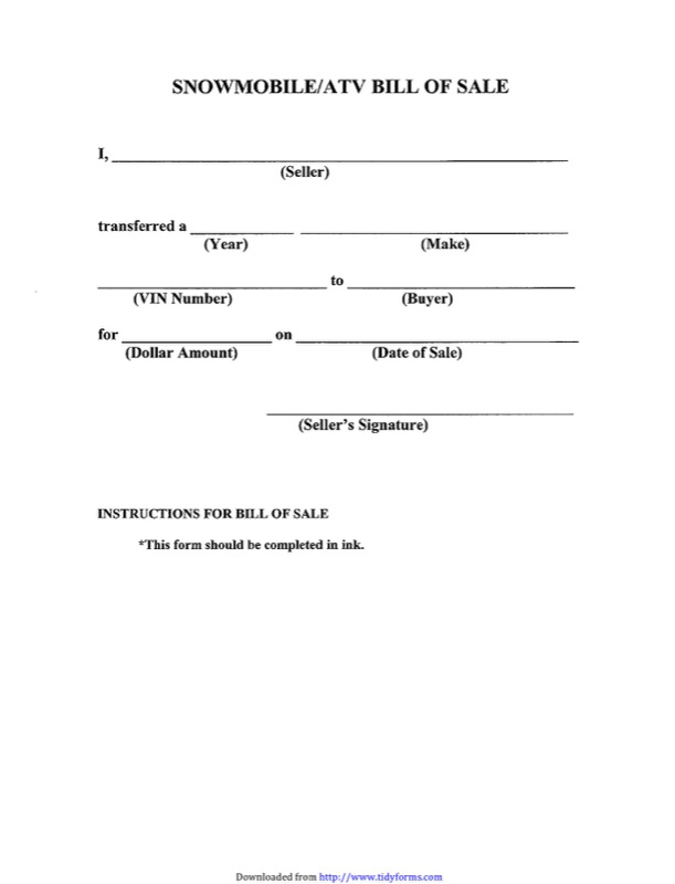 Free Printable ATV, UTV, Dirt Bike Bill of Sale All States Off Free Printable ATV, UTV, Dirt Bike Bill of Sale All States Off