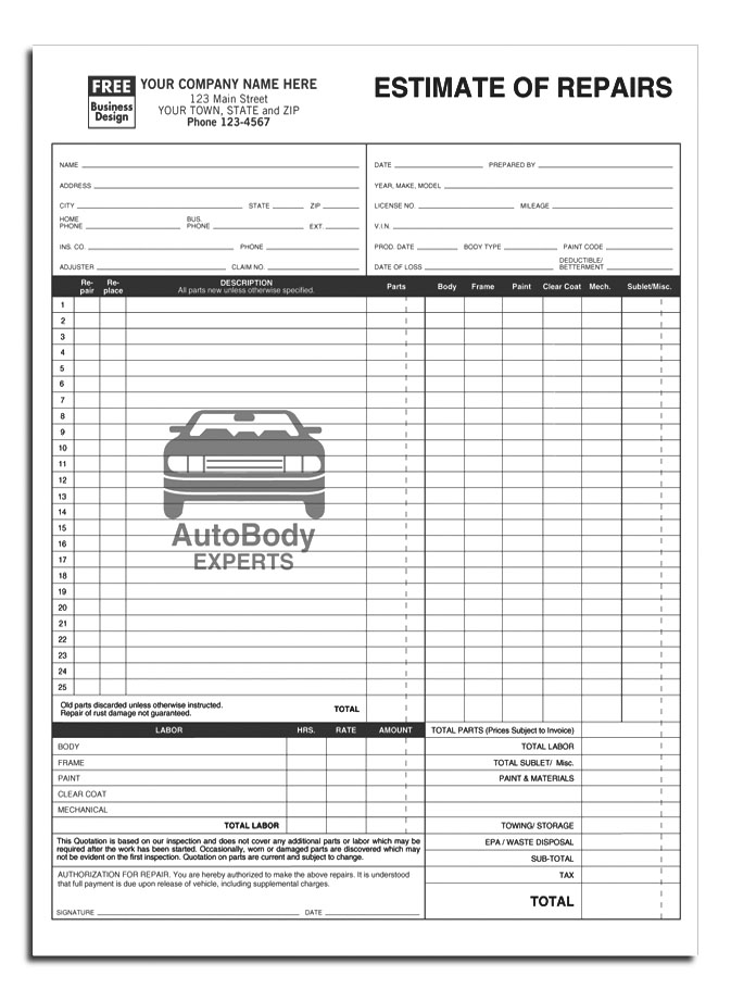 auto body estimate forms Boat.jeremyeaton.co auto body estimate forms Boat.jeremyeaton.co