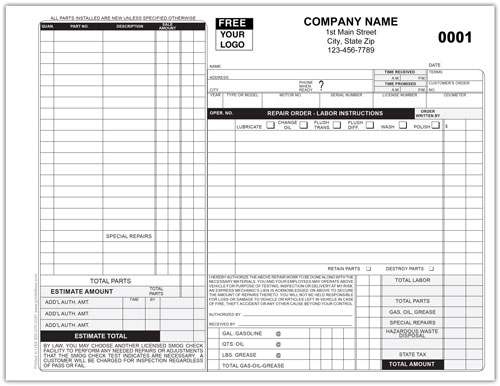 California Auto Repair Form California Auto Repair Form