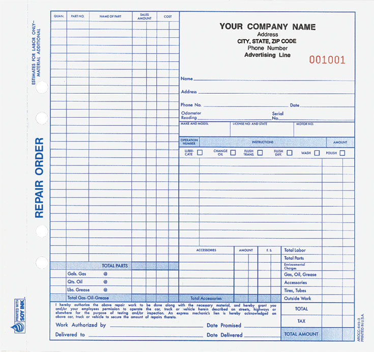 Spanish Auto Repair Work Order Spanish Auto Repair Work Order