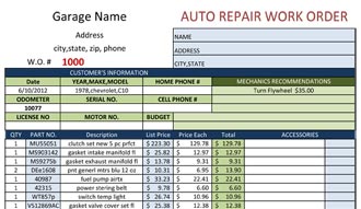 Auto Mechanic Work Order Template Awesome Auto Repair Order Auto Mechanic Work Order Template Awesome Auto Repair Order