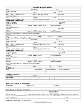 Credit Application Template Credit Application Template