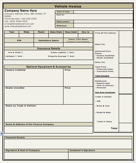 used car invoice template Kleo.beachfix.co used car invoice template Kleo.beachfix.co