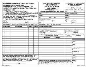 Auto Mechanic Work Order Template Awesome Auto Repair Order Auto Mechanic Work Order Template Awesome Auto Repair Order