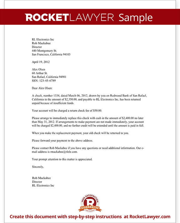 Bad Check Notice Template Bad Check Notice Template