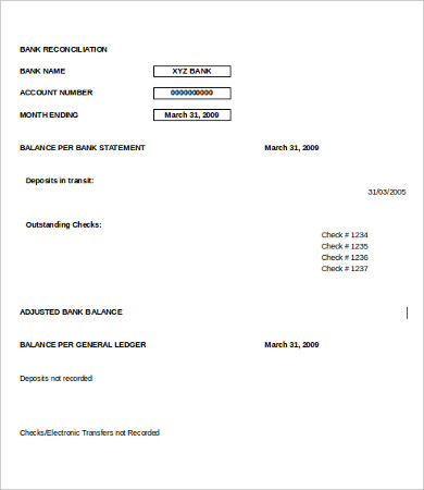 Bank Reconciliation Template 11+ Free Excel, PDF Documents Bank Reconciliation Template 11+ Free Excel, PDF Documents