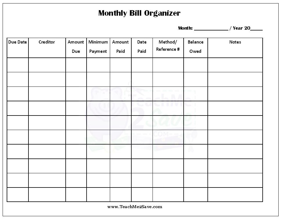 Bill Planner Printable Pay Down Your Bills This Year! Bill Planner Printable Pay Down Your Bills This Year!