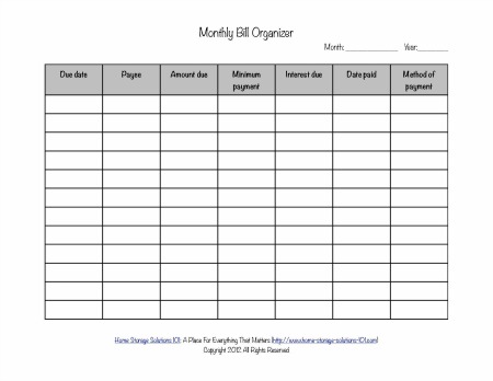 bill organizer templates April.onthemarch.co bill organizer templates April.onthemarch.co
