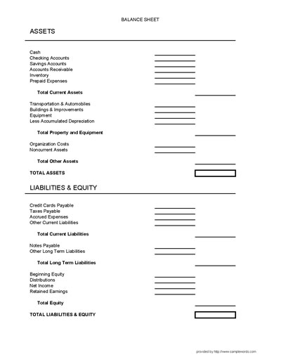 Balance Sheet Blank Template Balance Sheet Blank Template