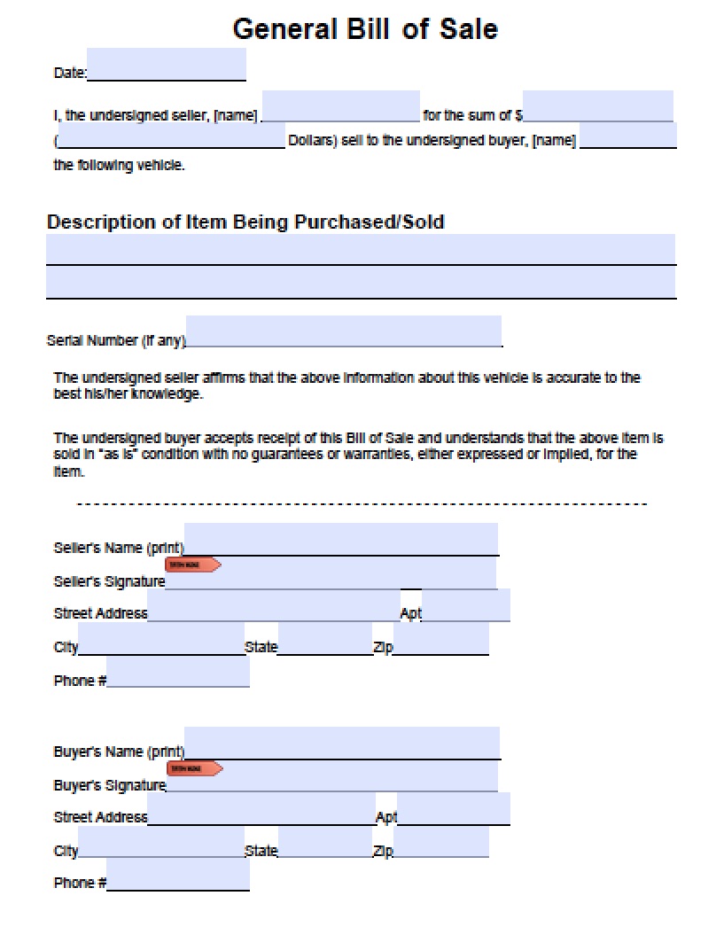 General Bill of Sale Form: Free Download, Create, Edit, Fill General Bill of Sale Form: Free Download, Create, Edit, Fill