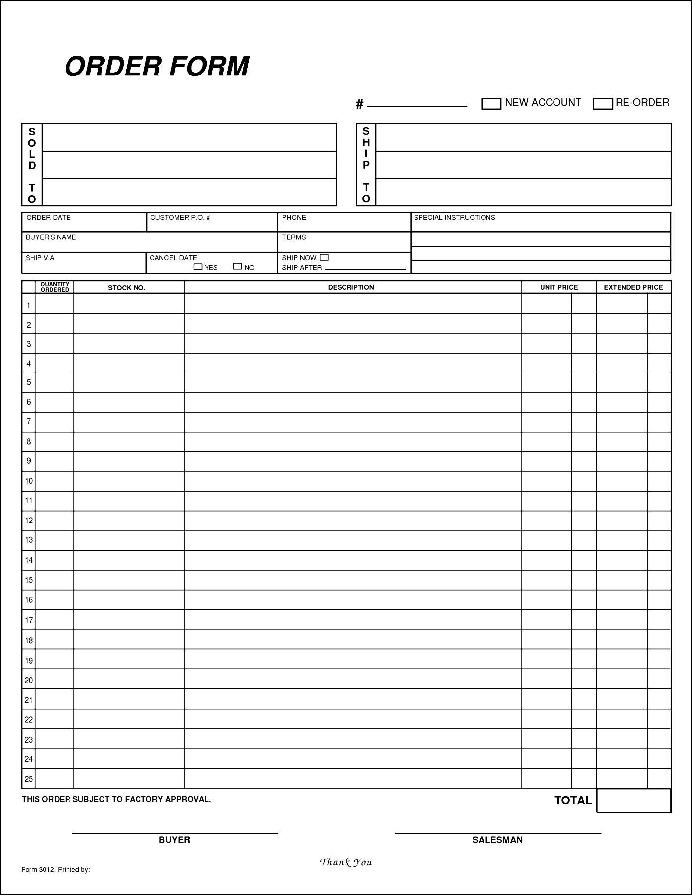 Free Blank Order Form Template | Besttemplates123 | Sample Order Free Blank Order Form Template | Besttemplates123 | Sample Order