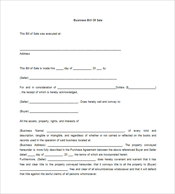 Business Bill of Sale 7+ Free Word, Excel, PDF Format Download Business Bill of Sale 7+ Free Word, Excel, PDF Format Download