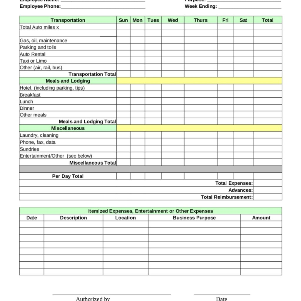 business expense form template free | Business Form Sample | Legal business expense form template free | Business Form Sample | Legal