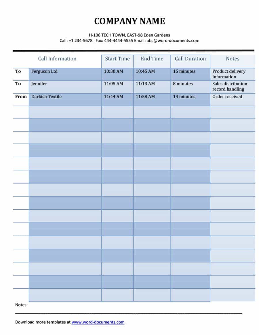 40+ Printable Call Log Templates in Microsoft Word and Excel 40+ Printable Call Log Templates in Microsoft Word and Excel