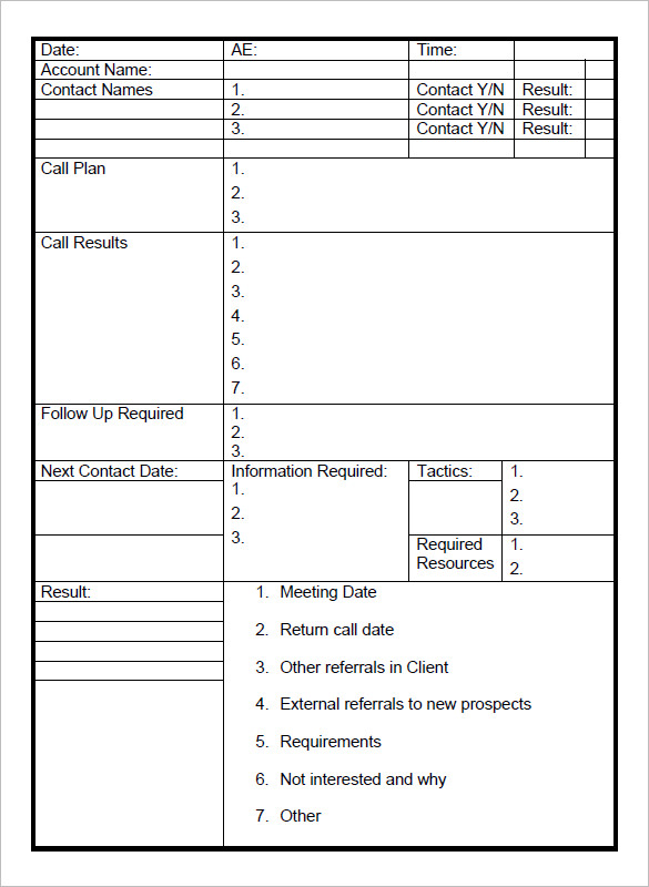 free sales call report template free sales call report template