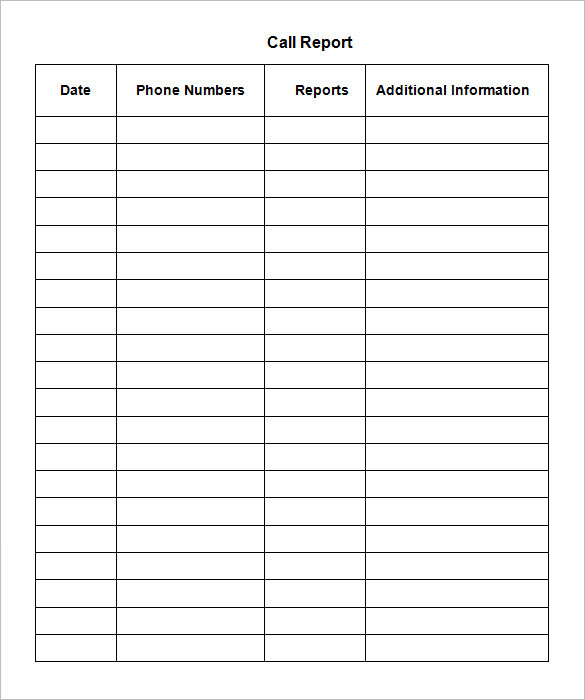 Call Report Template 25+ Free Excel, Word, PDF Documents Call Report Template 25+ Free Excel, Word, PDF Documents