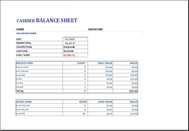Excel Templates (good Cash Drawer Balance Sheet #5) | L marketing Excel Templates (good Cash Drawer Balance Sheet #5) | L marketing