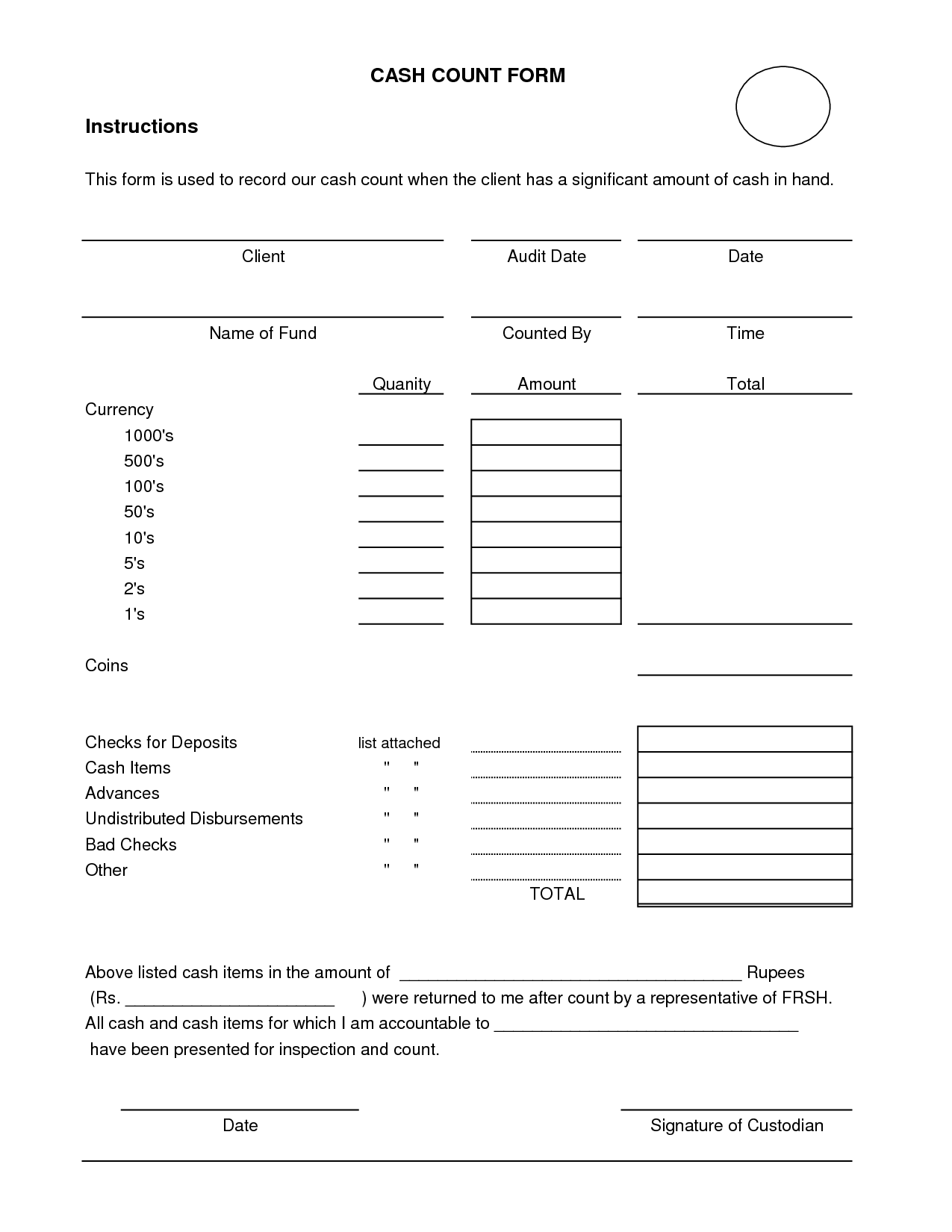 Cash Count Sheet Template Fill Online, Printable, Fillable Cash Count Sheet Template Fill Online, Printable, Fillable