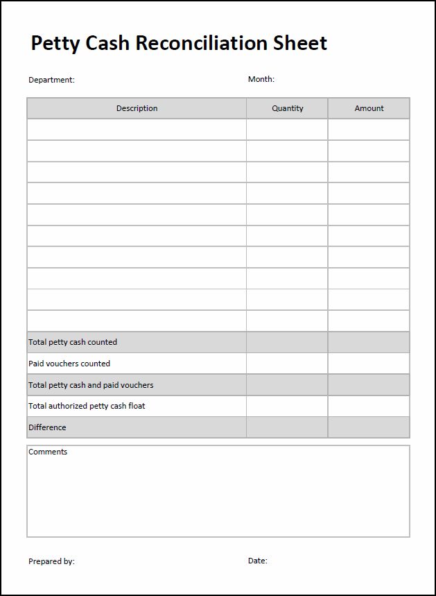 Petty Cash Reconciliation Form Template | HHH | Pinterest | Template Petty Cash Reconciliation Form Template | HHH | Pinterest | Template