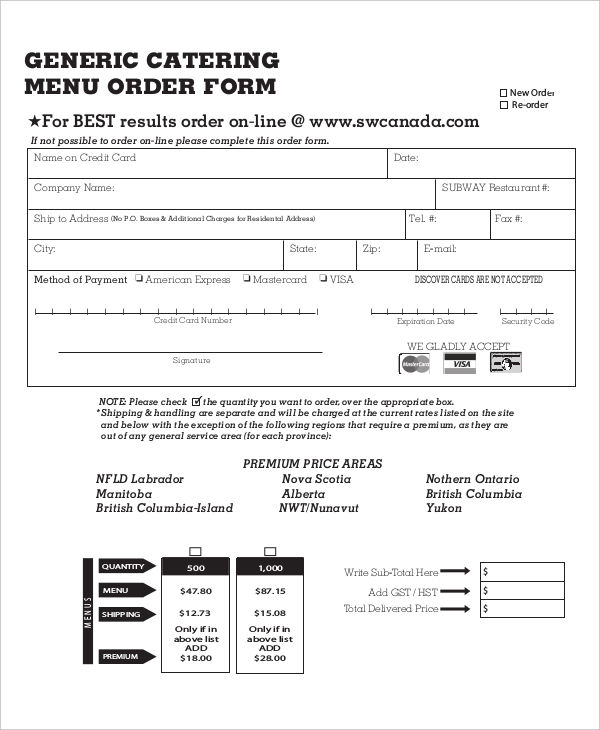 catering order form template 14 catering order forms free samples catering order form template 14 catering order forms free samples