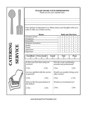 Catering Service Feedback Template Catering Service Feedback Template