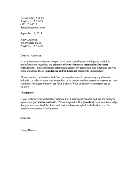 Cease and Desist Defamation Template Cease and Desist Defamation Template