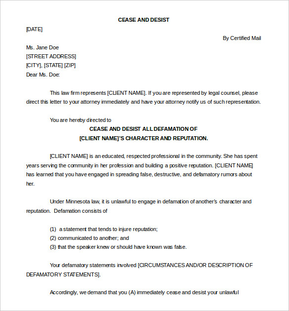 cease and desist slander letter template cease and desist letter cease and desist slander letter template cease and desist letter