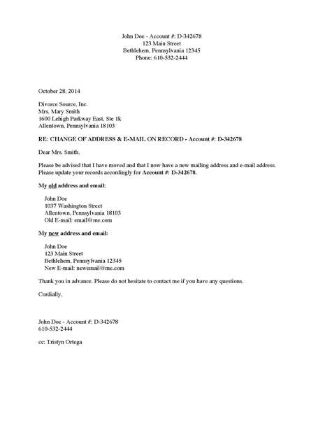 Notice of Change of Address Letter Form, Template Notice of Change of Address Letter Form, Template