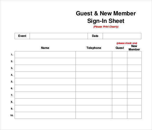 Printable Sign In Sheet | Visitor, Class, and Meeting Sign In Sheets Printable Sign In Sheet | Visitor, Class, and Meeting Sign In Sheets