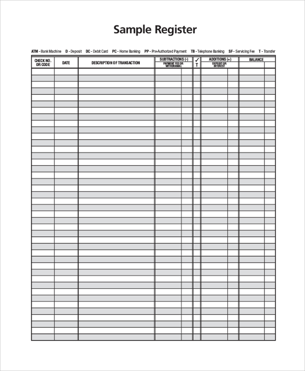 9+ Checkbook Register Samples | Sample Templates 9+ Checkbook Register Samples | Sample Templates