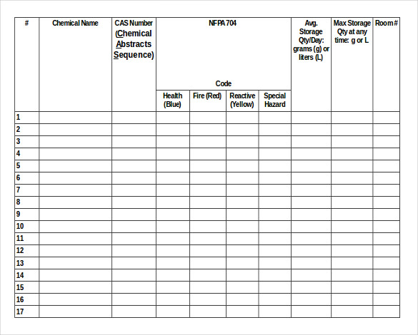 Chemical Inventory List Template   Microsoft Office Templates