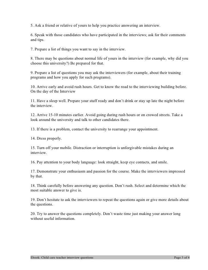 Child care teacher interview questions Child care teacher interview questions