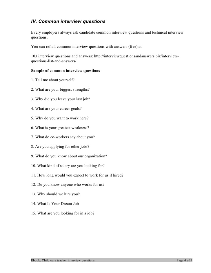 Child care teacher interview questions Child care teacher interview questions