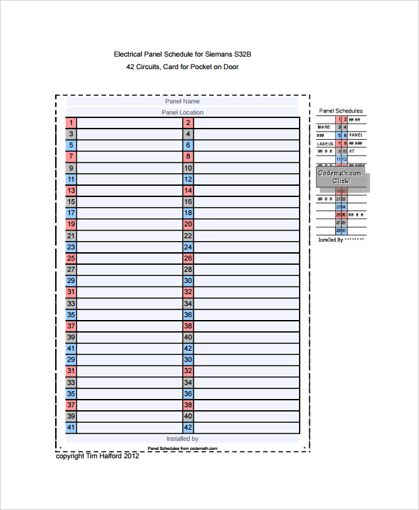 Circuit Breaker Directory Template | printable year calendar Circuit Breaker Directory Template | printable year calendar