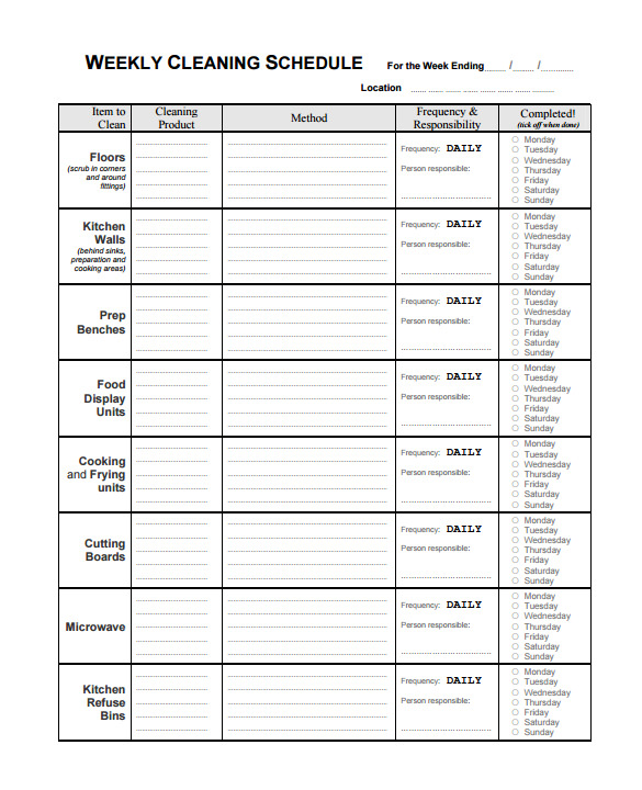 weekly cleaning checklist template Boat.jeremyeaton.co weekly cleaning checklist template Boat.jeremyeaton.co