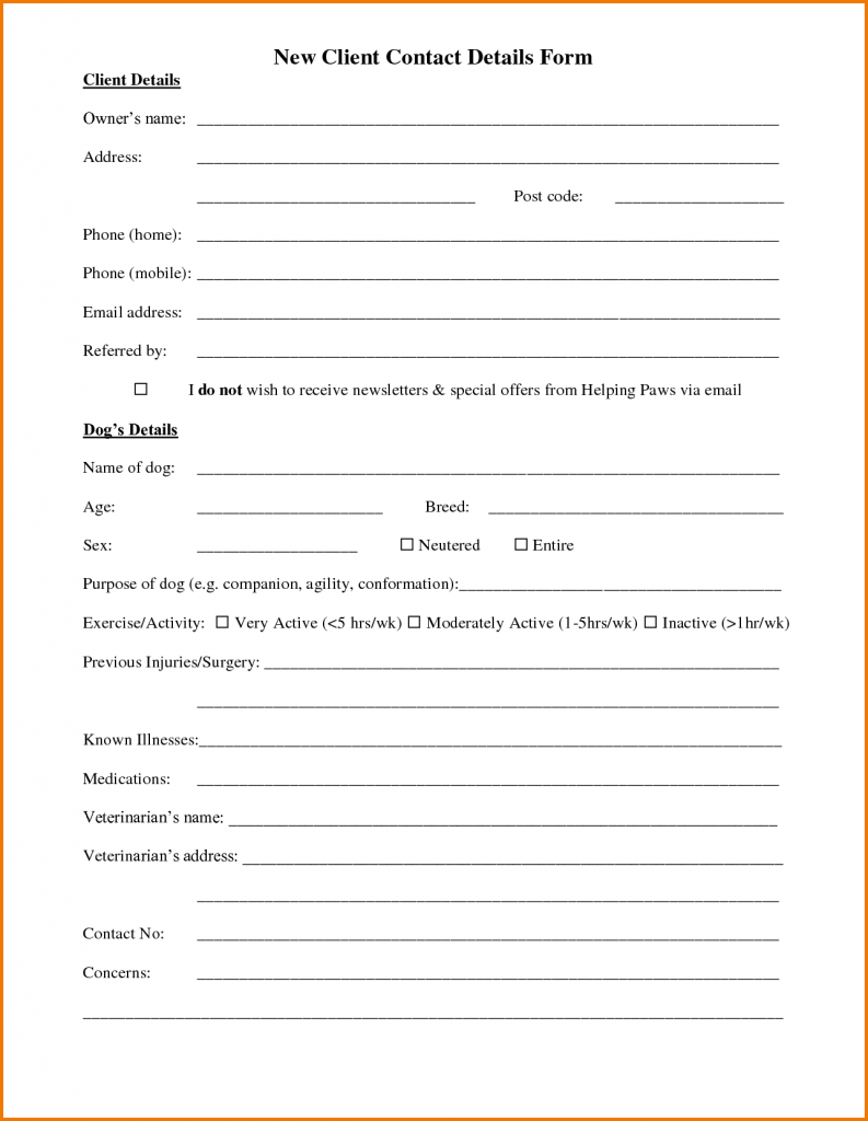 Customer Inforamtion Example Client Information Form Template | Liputan TV
