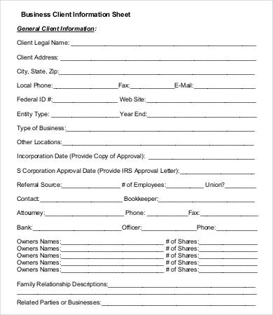 Client Information Sheet Template 15+ Free Word, PDF Documents Client Information Sheet Template 15+ Free Word, PDF Documents