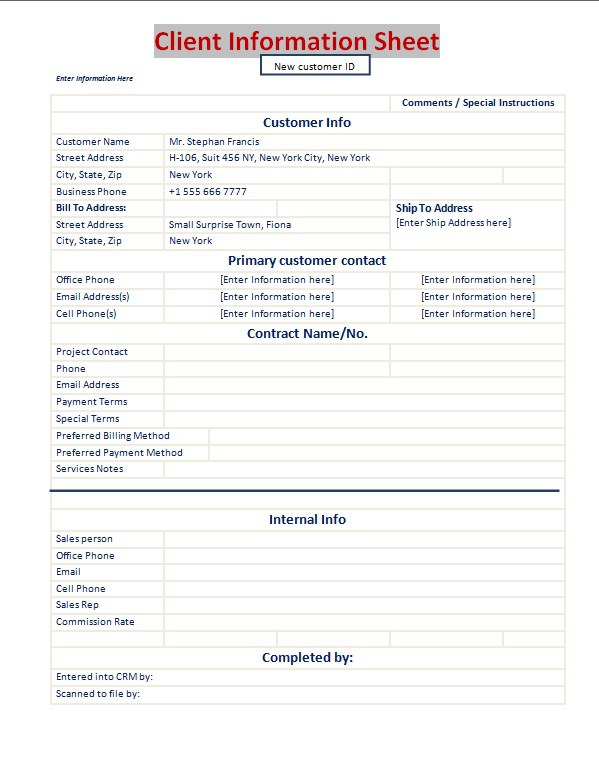 customer information sheet template Boat.jeremyeaton.co customer information sheet template Boat.jeremyeaton.co