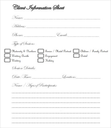 Client Information Sheet Template 15+ Free Word, PDF Documents Client Information Sheet Template 15+ Free Word, PDF Documents