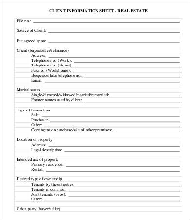 Client Information Sheet Template 15+ Free Word, PDF Documents Client Information Sheet Template 15+ Free Word, PDF Documents