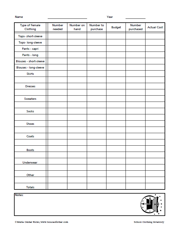 Clothing Inventory Sheet | Organizing | Pinterest | Life hacks Clothing Inventory Sheet | Organizing | Pinterest | Life hacks