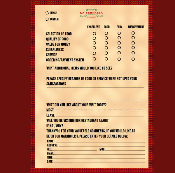 customer comment card template   Gecce.tackletarts.co