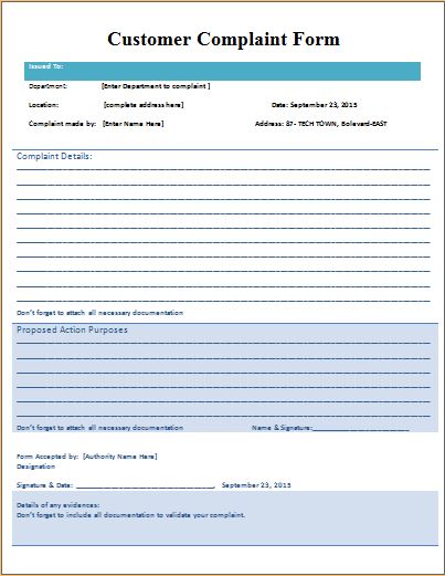 complaint form template ms word consumer or customer complaint complaint form template ms word consumer or customer complaint