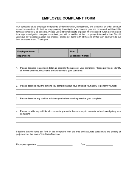 formal complaint form template 23 hr complaint forms free sample formal complaint form template 23 hr complaint forms free sample